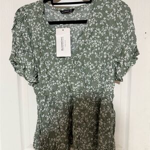 BloomChic Sage Floral Blouse